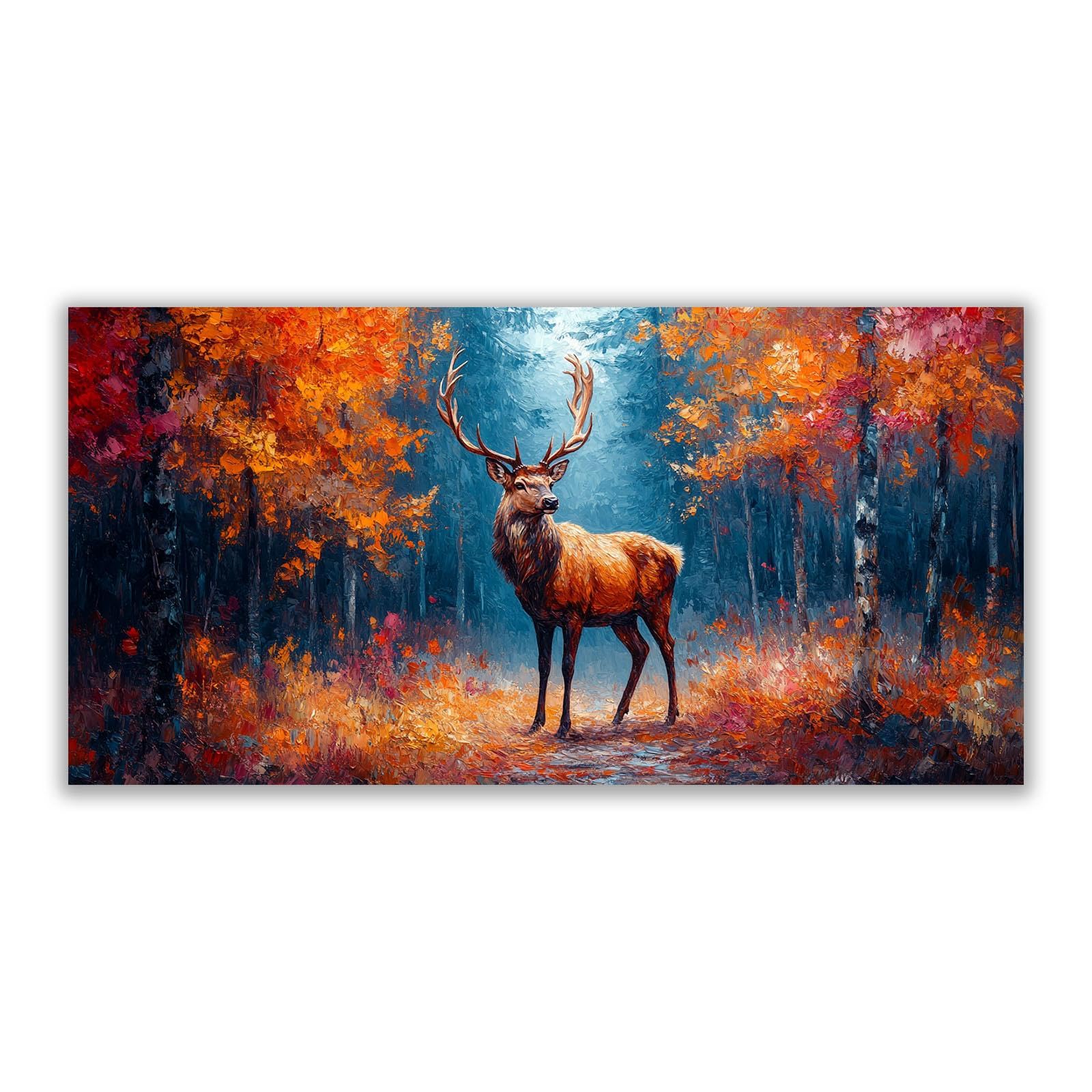 BOHUO Orange,blue Sunset Canvas Wall Art, Colorful Forest Deer Sunset Landscape Home Decor Wall Art Pictures Home Office Bedroom Posters Large-40x80cm Unframed
