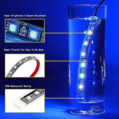 Miniatura 3 de Kit de 12 luces LED para motocicleta, kit de luces LED RGB para motocicleta con sincronización de música y múltiples modos de escena, luces