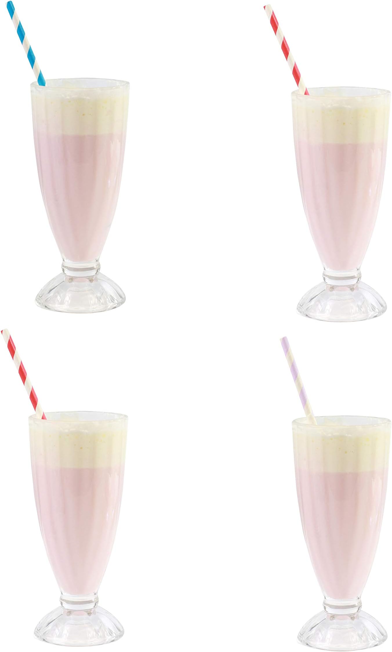 GOLDBEARUK Milkshake Ice Cream Sundae Glasses American Diner Style Set of 4