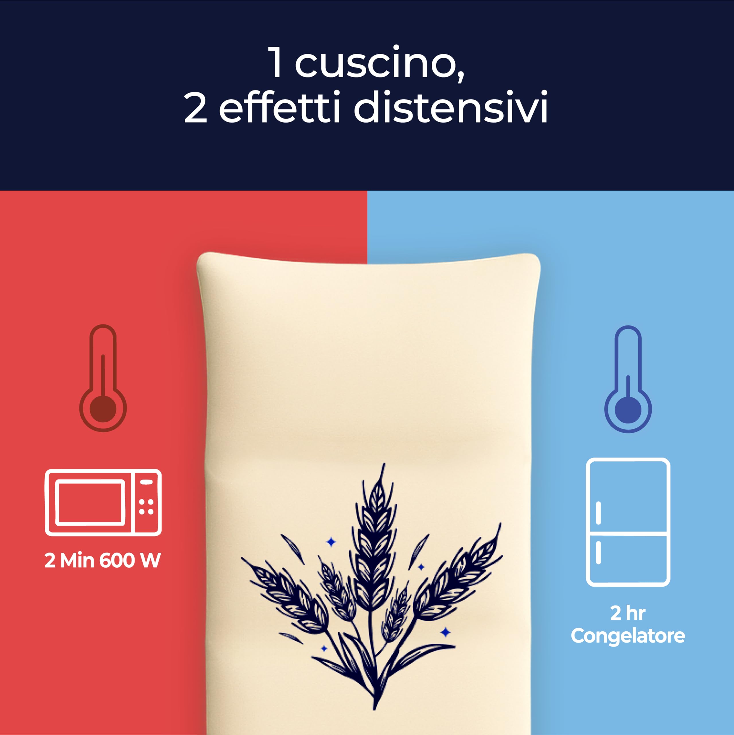 Dreamzie - Cuscino Riscaldante 20x53 cm - Scaldotto Con 100% di Chicchi di Grano Naturali - Alternativa Cuscino Noccioli Ciliegia