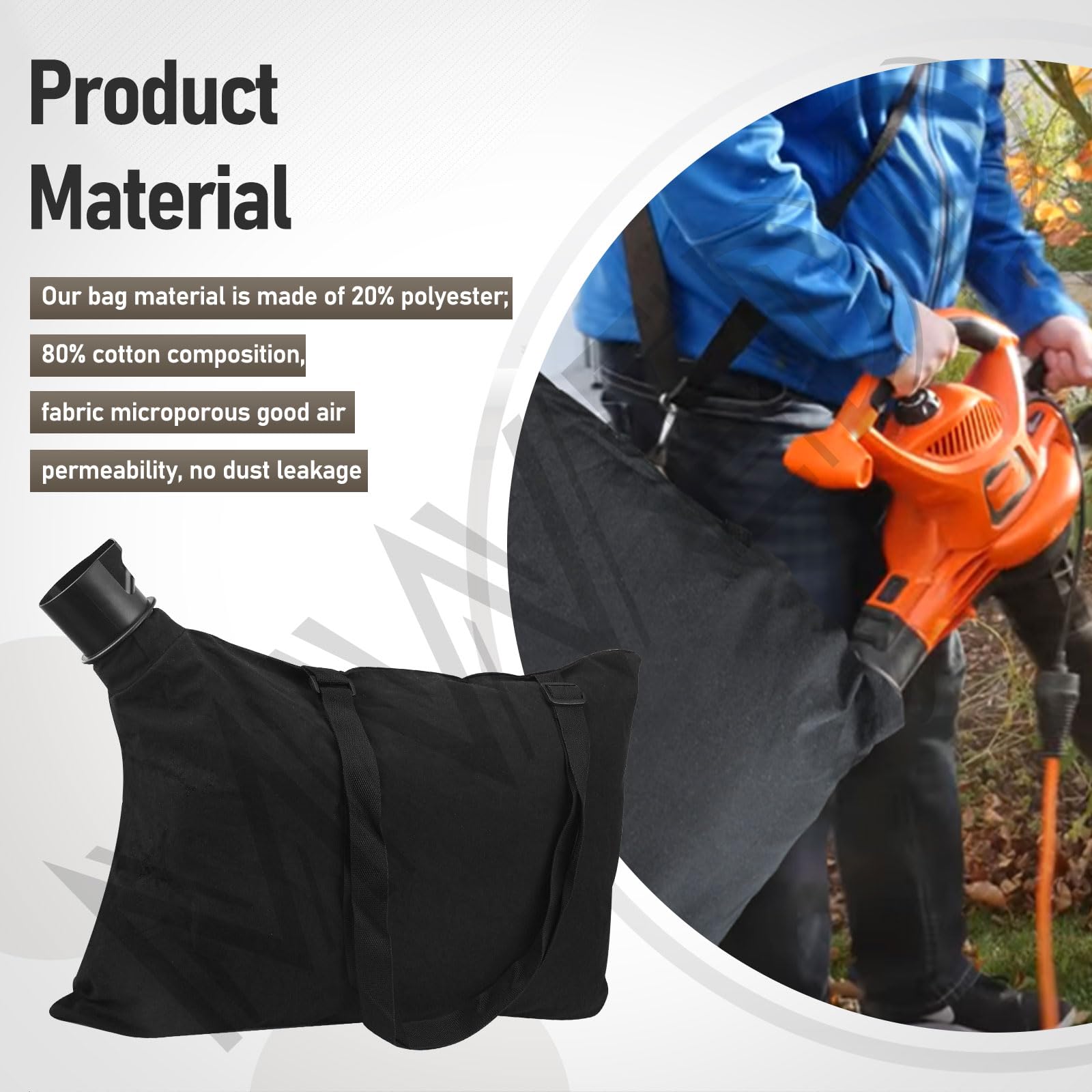 90560020-01 Sac à bandoulière pour souffleur de Feuilles Compatible avec Black & Decker 90560020 90539053 Blower Vac Model BV3600 BV3800 BV5600 BV6000 LH4500