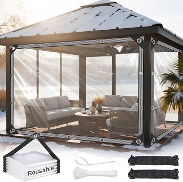 Clear Tarps Heavy Duty Waterproof, 14 Mil Clear Vinyl Tarp with Grommets