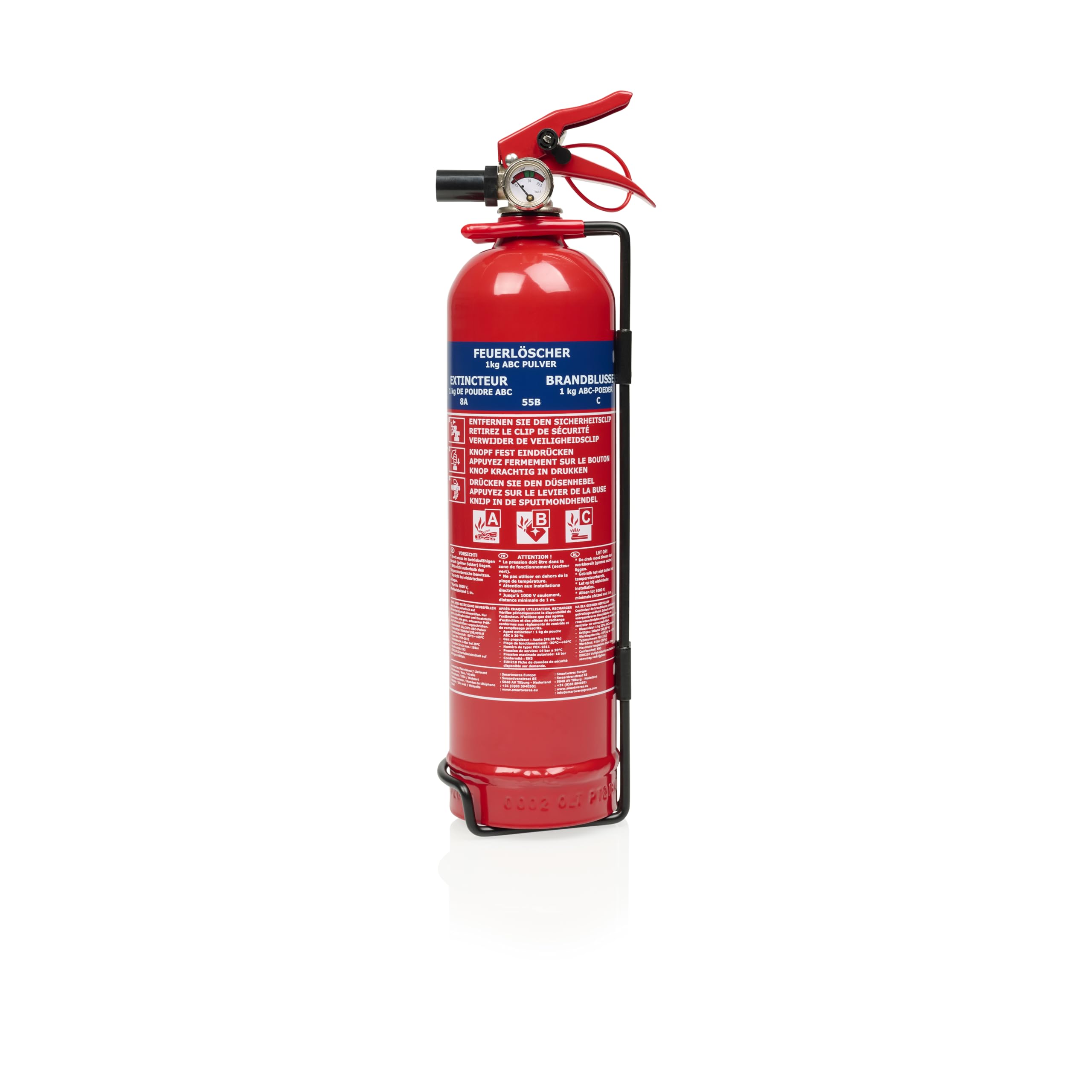 Smartwares Extincteur Poudre 1 kg Feux ABC Support Inclus FEX-18116