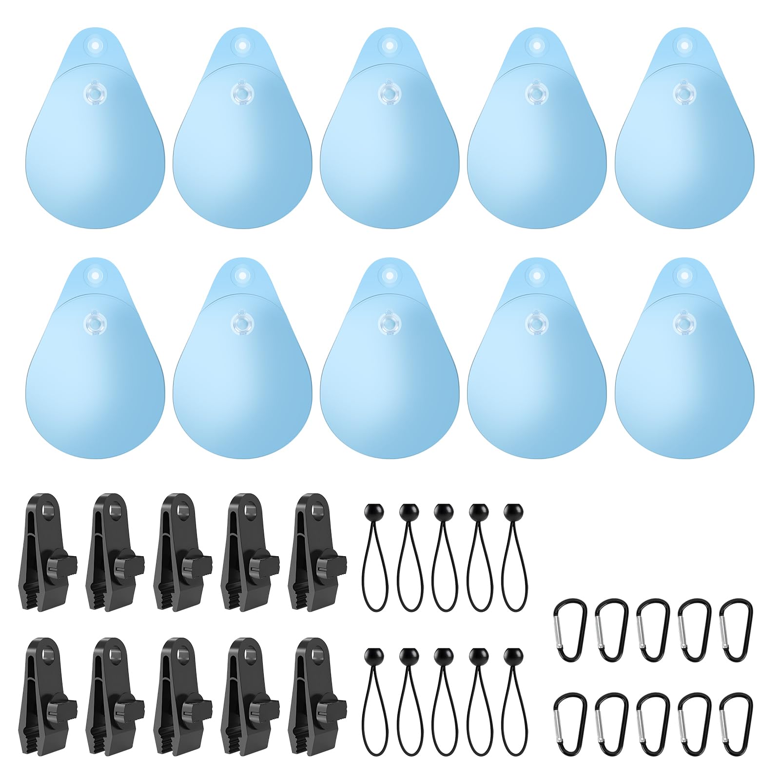 Boat Cover Water Bags Sand Bags Weights 10 Packs Mooring Kit Heavy Duty Light Blue Water Bag with Waterproof Clamping Rope and Climbing Buckle