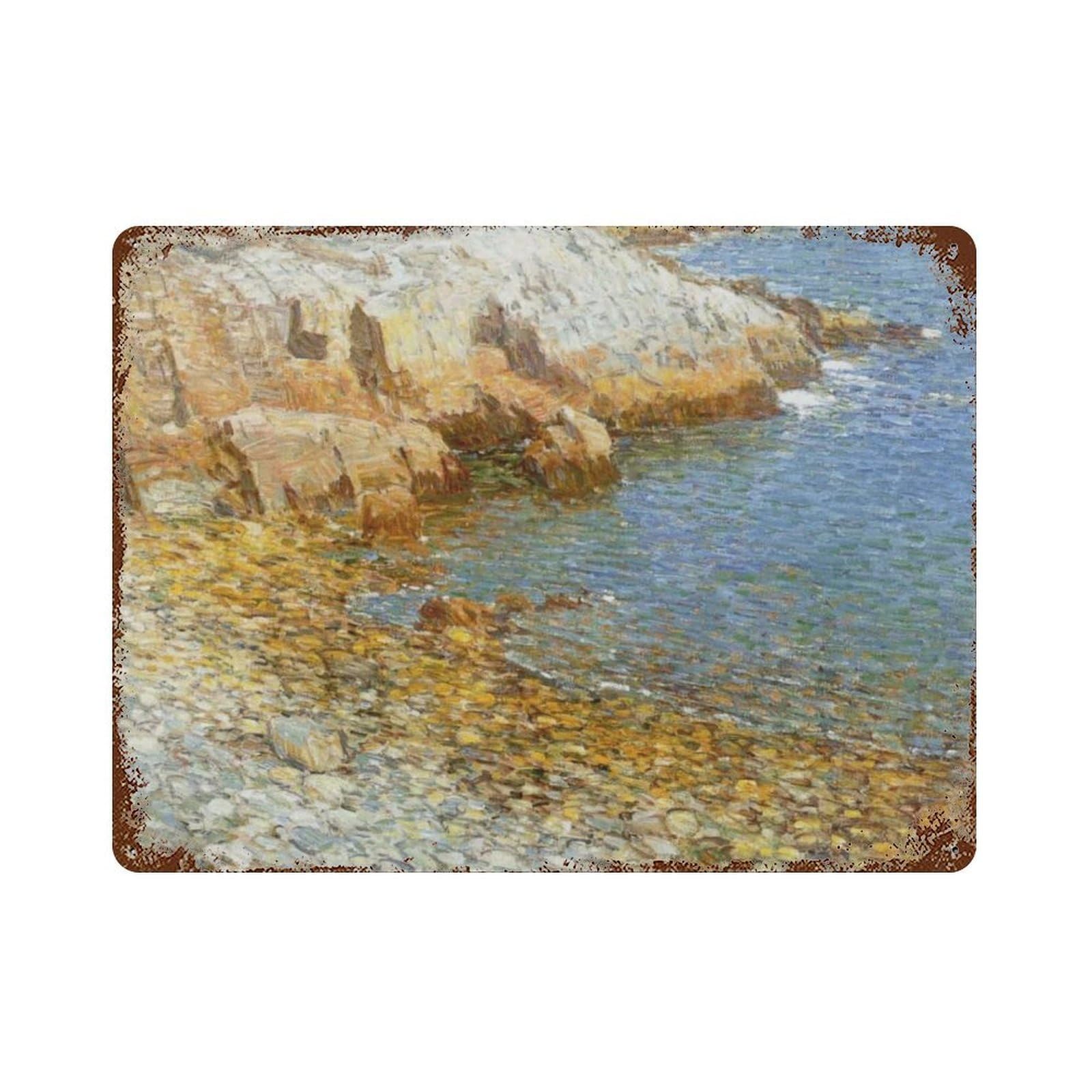 xiaoxiaoshen Beach Landscape Paintings, Coastal And Ocean Paintings Wall Decor Art Metal Tin Poster Modern Home Decor Art Home Bar Shop Decorations Vintage Sign 30x40cm