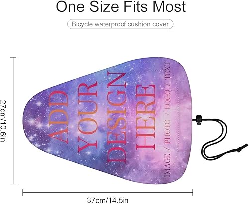 Miniatura 2 de Funda de asiento de bicicleta impermeable personalizada, funda de lluvia personalizada para asiento de bicicleta con cordón, añade tu diseño de