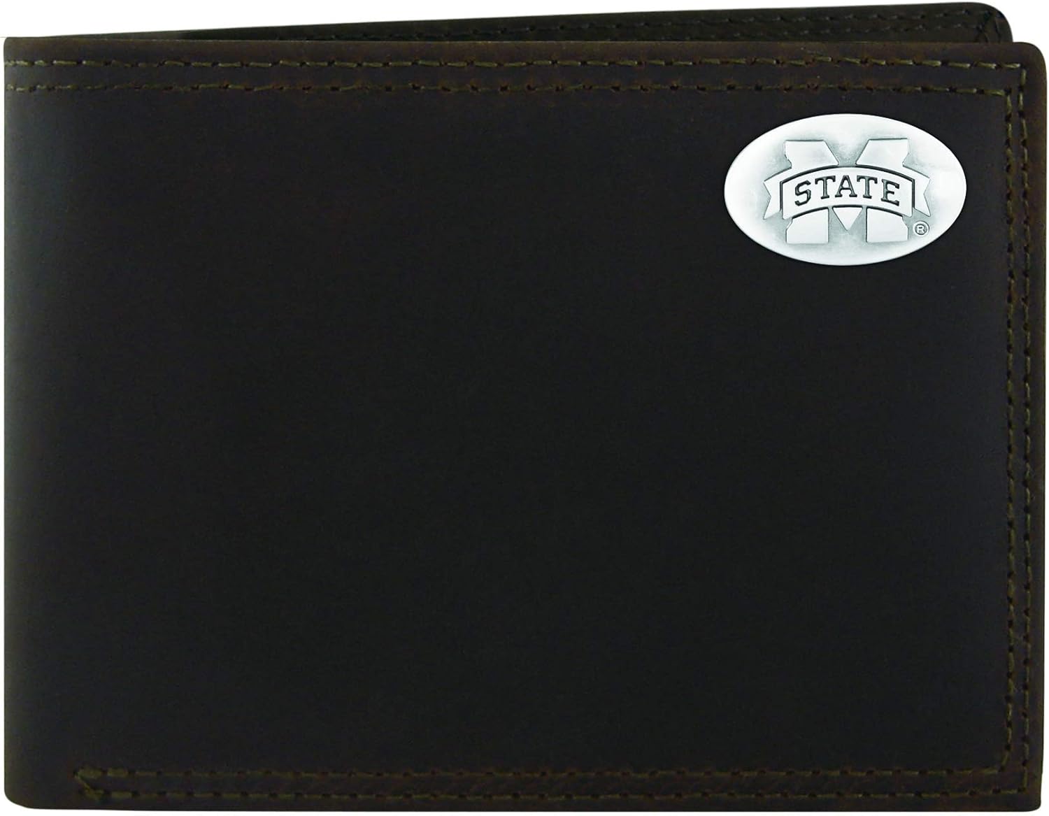 NCAA Mississippi State Bulldogs Zep-Pro Crazyhorse Leather Bifold Concho Wallet, Light Brown