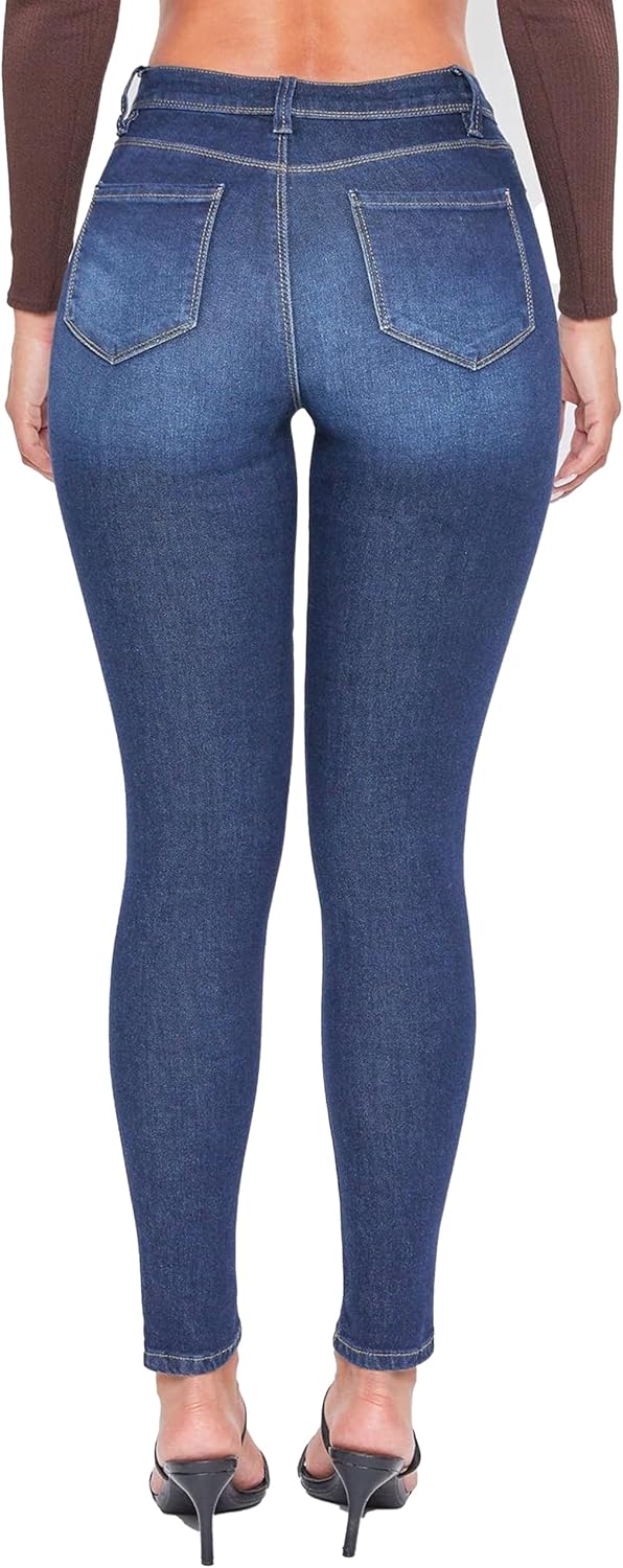 YMI Womens YMI Womens Basic 1-Button High-Rise Skinny Jean Made with Recycled Fibers - Image 3