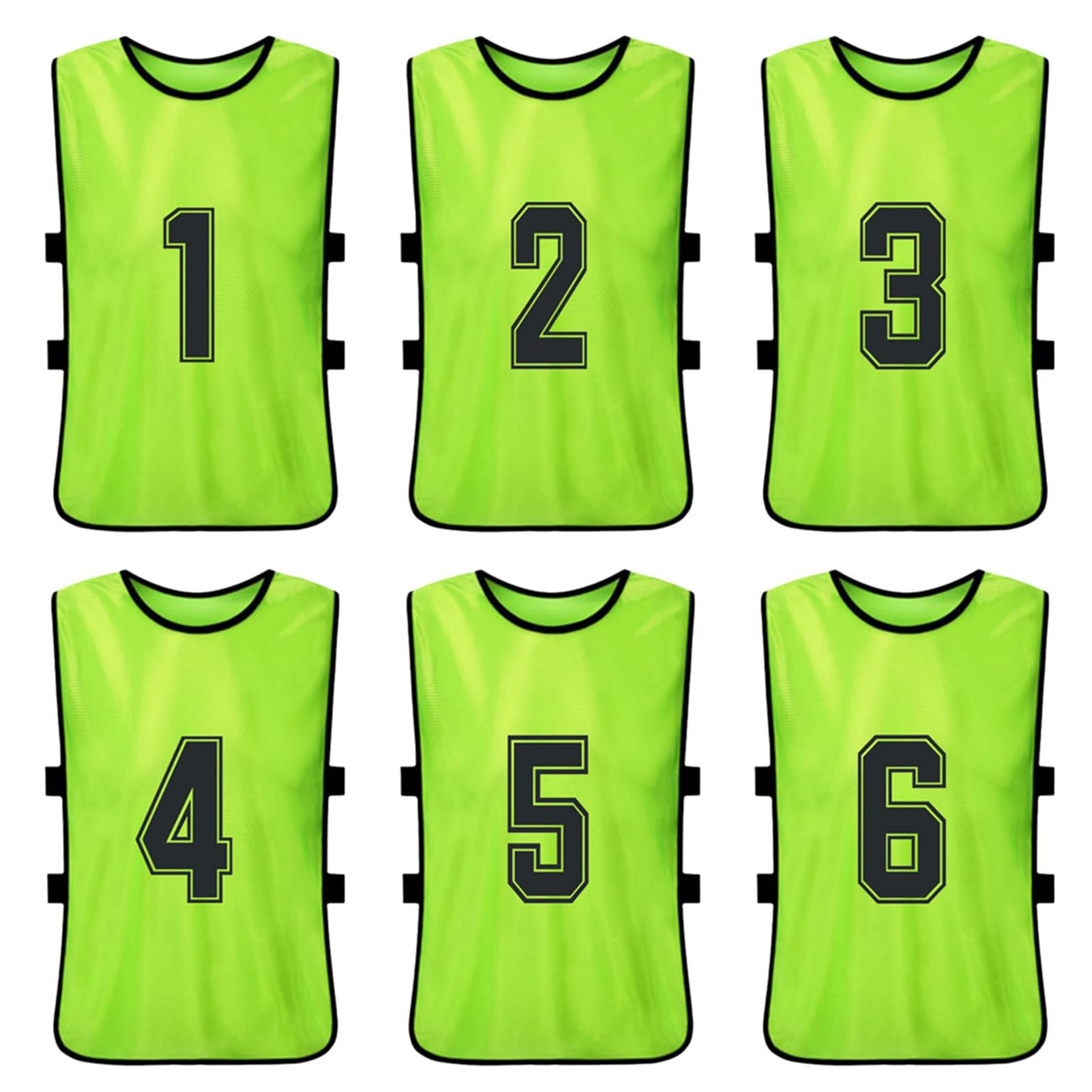 HUIOP 6 x Adult Football Pinnies Quick Dry Football Team Jerseys Youth Sports Scrimmage Training Football Team Training Numbered Bibs Practice Vest
