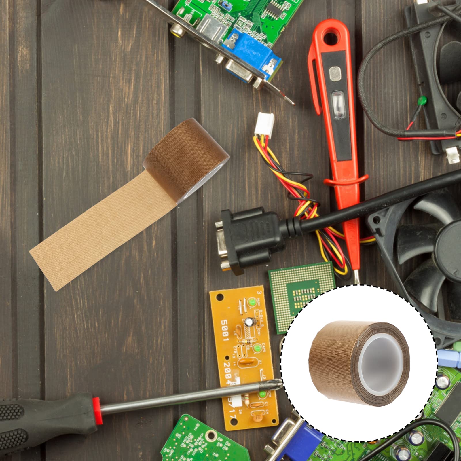 Alipis 3 Stück Hochtemperatur Klebeband Braunes Ptfe Isolierband Hitzebeständig für Elektronische Geräte und Motoren Hohe Isolationsleistung und Langlebigkeit