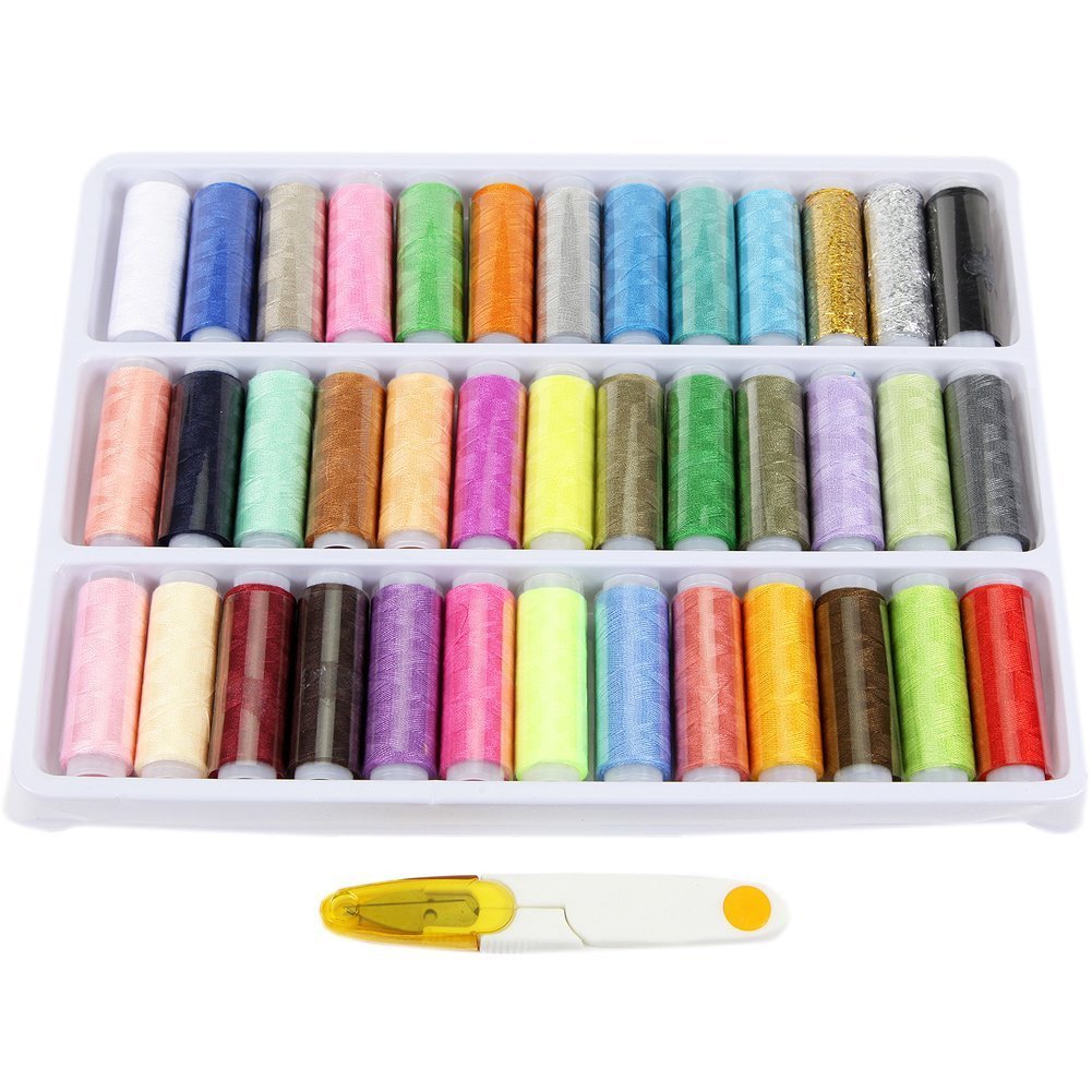 Wisehands 39 Spools Rainbow Polyester Sewing Thread Box Kit Set for Quilting Stitching and Hand Sewing Multicolor