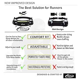 AiRunTech Running Belt with Water Bottles No Bounce Hydration Belts Can be Cut to Size Design Strap for Runners(2 * 6 OZ bottles)