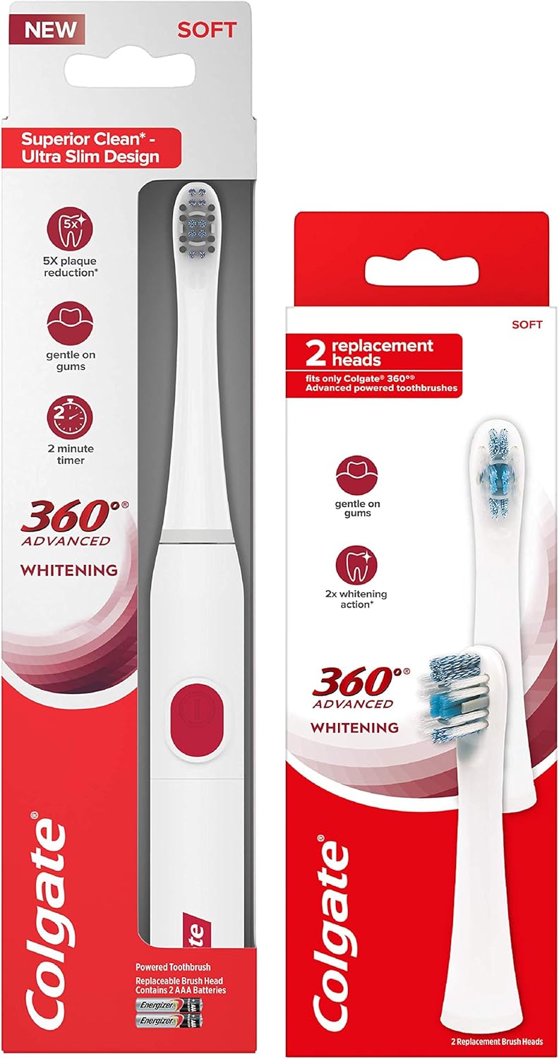 Colgate 360 Advanced Whitening Battery Powered Toothbrush with