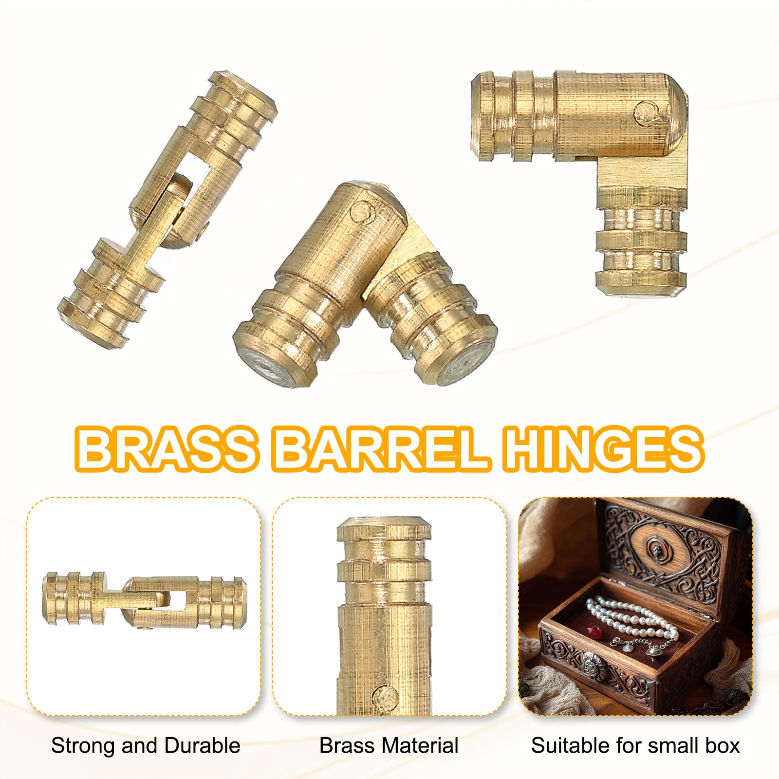PATIKIL Hidden Brass Barrel Hinges 0.8"x0.2" - Image 3