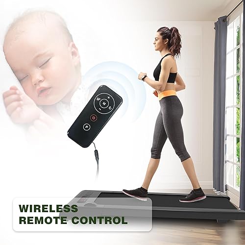 Miniatura 7 de Caminadora plegable 2 en 1 para usar debajo del escritorio, con capacidad de 3.5 HP y 300 libras con control remoto, máquina de trotar para caminar