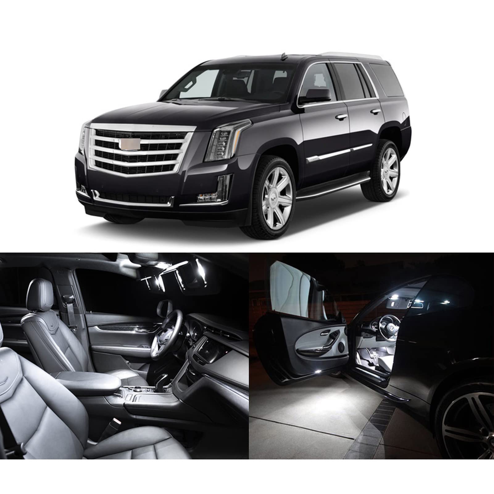 Bombillas de Coche Blancas sin Errores Canbus Kit de luz de Lectura de Domo de Mapa Interior LED para Cadillac Escalade 2002-2015 Luz de cortesía para Maletero