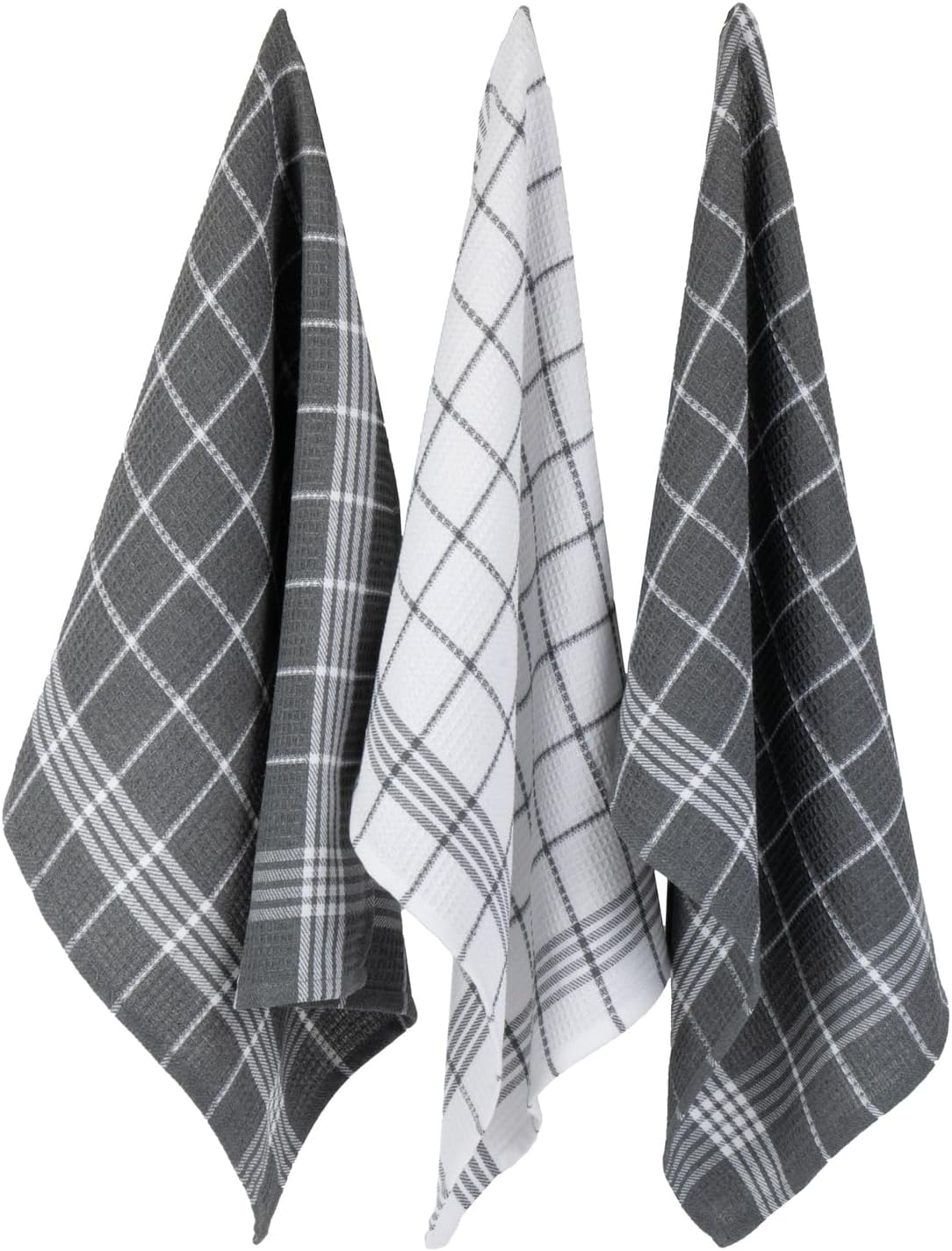DII Waffle Weave Kitchen Collection, 100% Cotton, Kitchen Set, Gray 8 Piece