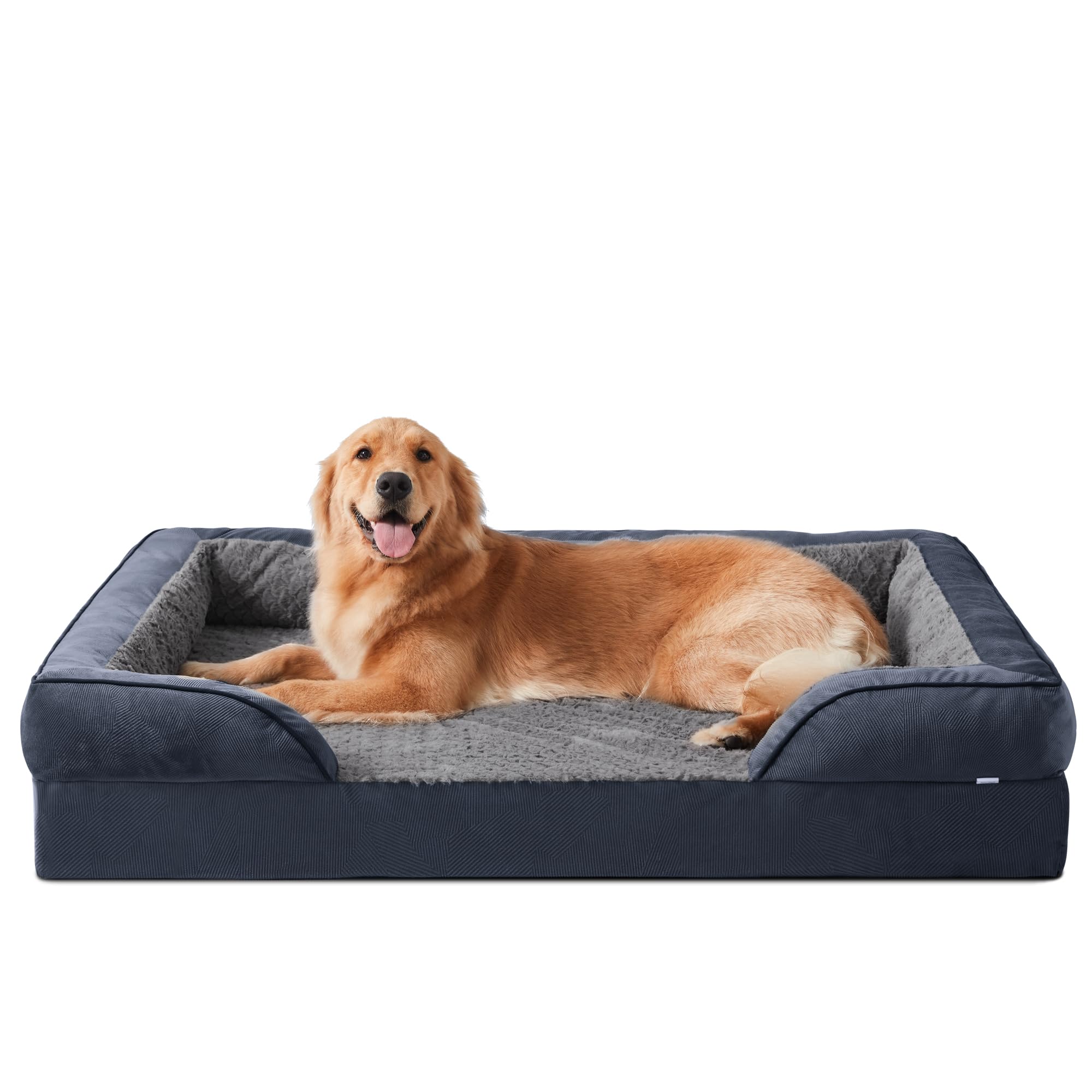 JOEJOY Cuccia ortopedica extra grande, extra grande, lavabile, cuscino per cani con struttura a nido d'ape e imbottitura impermeabile rimovibile in schiuma ortopedica, grigio chiaro