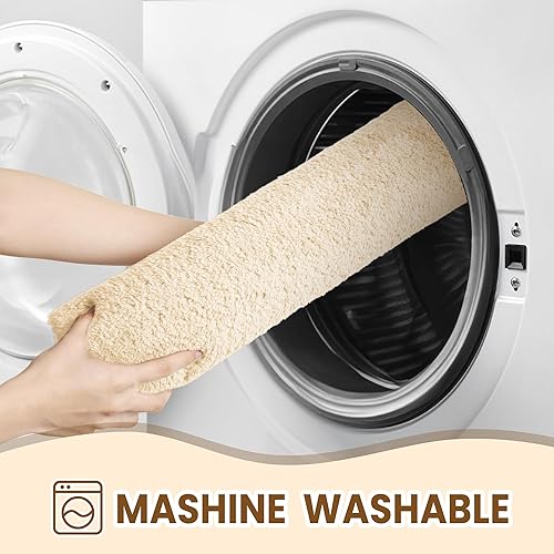 Miniatura 6 de TECHMILLY Tapete de baño esponjoso pequeño de 24 x 17 pulgadas, tapete de microfibra gruesa absorbente con parte trasera de goma antideslizante,