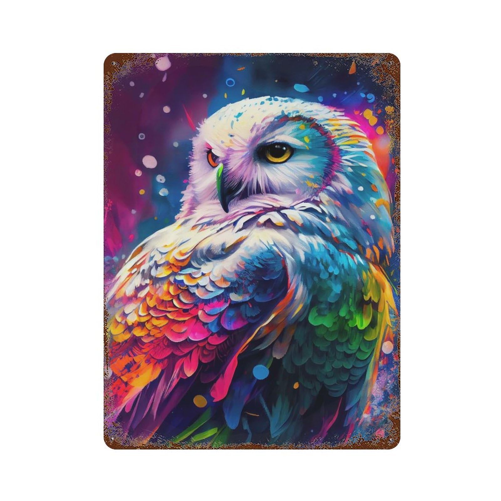 The Mystery Snow Owl Weathered Tin Sign 15.7"x11.8", for Garage, Bar And Workshop Decor, Vintage Wall Decor