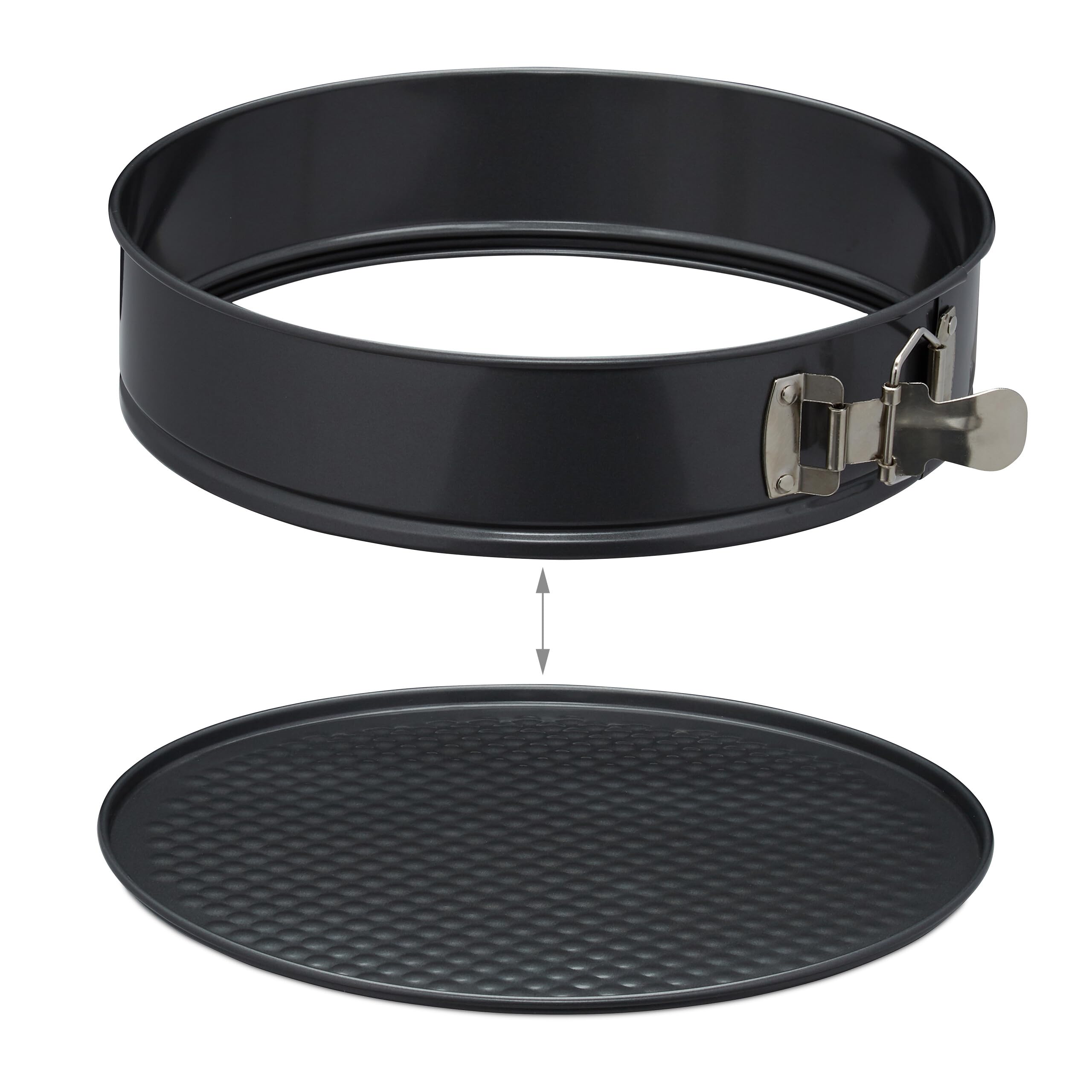 Relaxdays 10027276, anthracite Set de 5 pièces, 4 gâteaux, moule rectangle, à charnières, kouglof, à tarte, pinceau