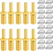LTWFITTING Brass Barb Splicer Hose Connector - 5/8" ID, Pack Of 5, For Air, Water, Fuel Lines