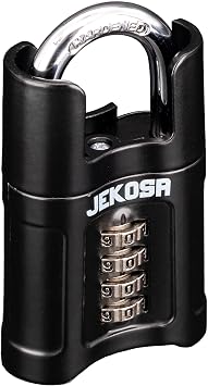 JKS55 [Waterproof] Heavy Duty Combination Padlock Outdoor - [Closed Shackle] - [No Key] 4 Digit Code Lock for Sheds, Gates, Lockers, Hasps
