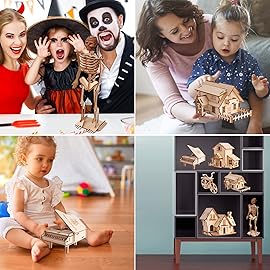 calary 3D Wooden Puzzle Simulation Animal Dinosaur Assembly DIY Model Toy for Kids and Adults,Set of 6