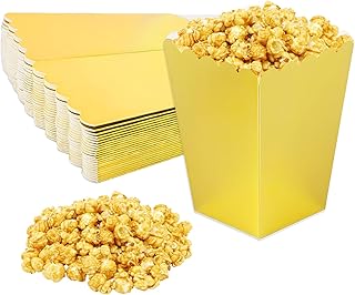 24 Piezas Caja de Palomitas de Maíz, Dorado Bolsa de Palomitas, Bolsas de Palomitas de Maíz, Cajas Palomitas, Bolsas Pequeñas para Palomitas de Maíz, Cajas de Palomitas de Maíz para Caramelos