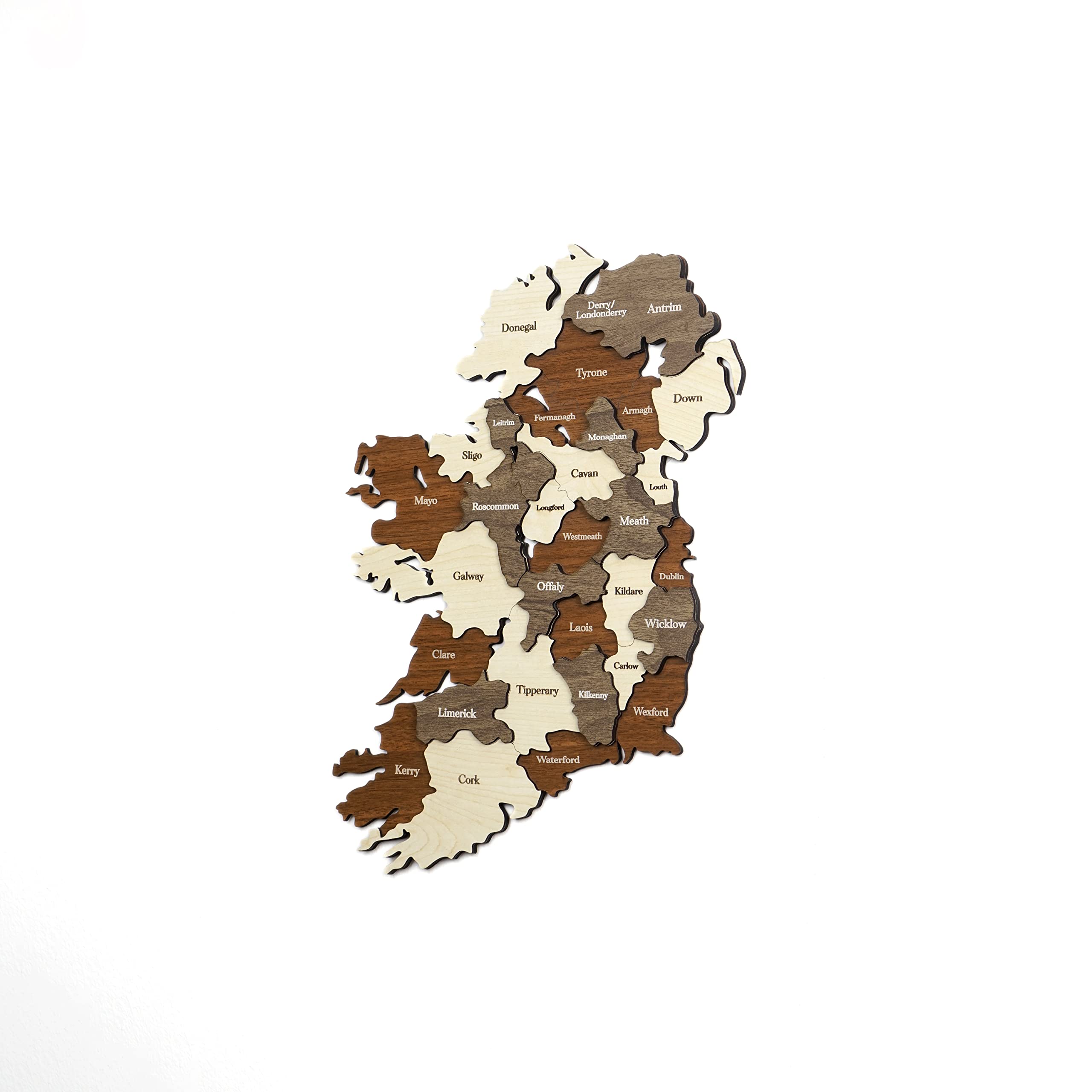 Colorfull Worlds Multilayered Wooden 3D Ireland Map, Gift for Irish Friend, Ireland Wooden Wall Decor, Map for Traveller (60x46 cm | 23.6x18.1 inches)