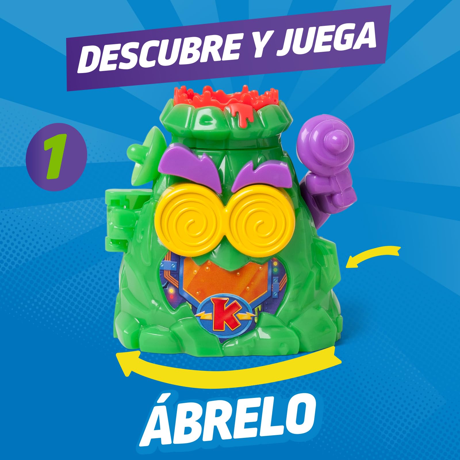 SUPERTHINGS KAZOOM Power – Hidden Base Professor K. Guarida del Professor K de la Serie de TV “Kazoom Power”. Contiene 1 Hidden Base, 1 Professor K Exclusivo, 1 Robotoxic Exclusivo