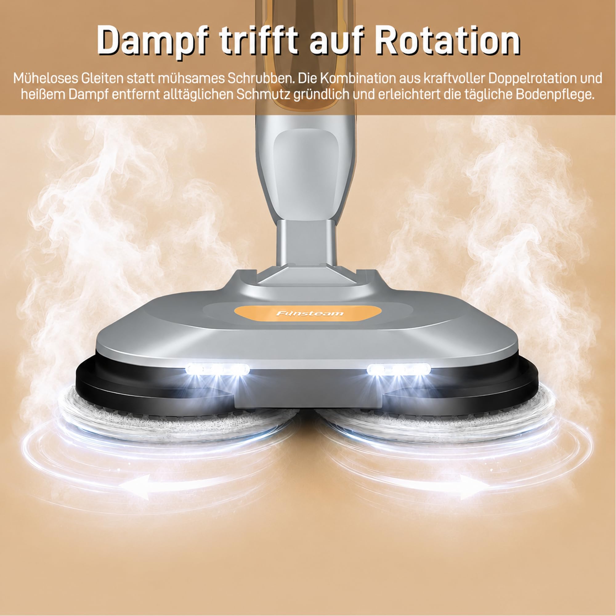 Pulitore a vapore Steam Mop con doppia rotazione e autopropulsione