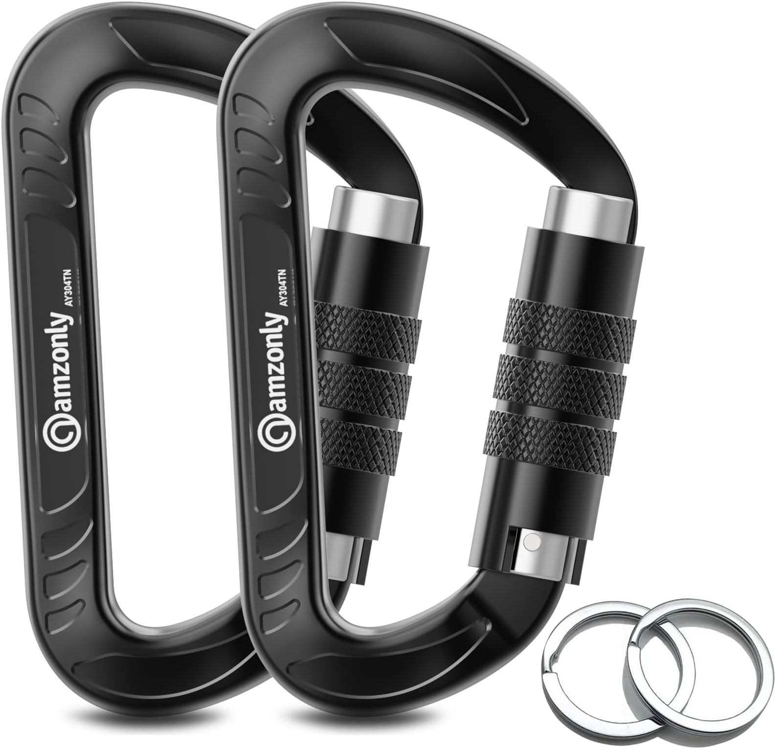 3inch Auto Locking Carabiner Clips Heavy Duty, 12KN /2697lbs Lightweight keychain carabiners, Sturdy Twist Lock Caribeeners for Camping Hiking Hammock Swing Backpack, dog leash and Harness etc