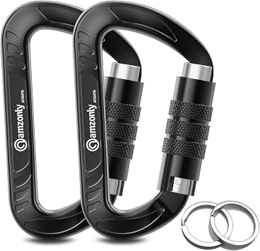 Amzonly 3inch Auto Locking Carabiner Clips Heavy Duty, 12KN /2697lbs Lightweight keychain carabiners, Sturdy Twist Lock Caribeeners for Camping Hiking Hammock Swing Backpack, dog leash and Harness etc