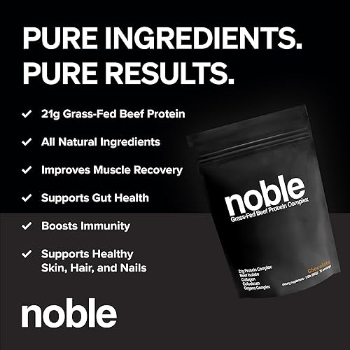 Miniatura 2 de Noble - Proteína en polvo de chocolate todo en uno, 0.74 oz de proteína de res alimentada con pasto y colágeno, mezcla de calostro y órganos, sin