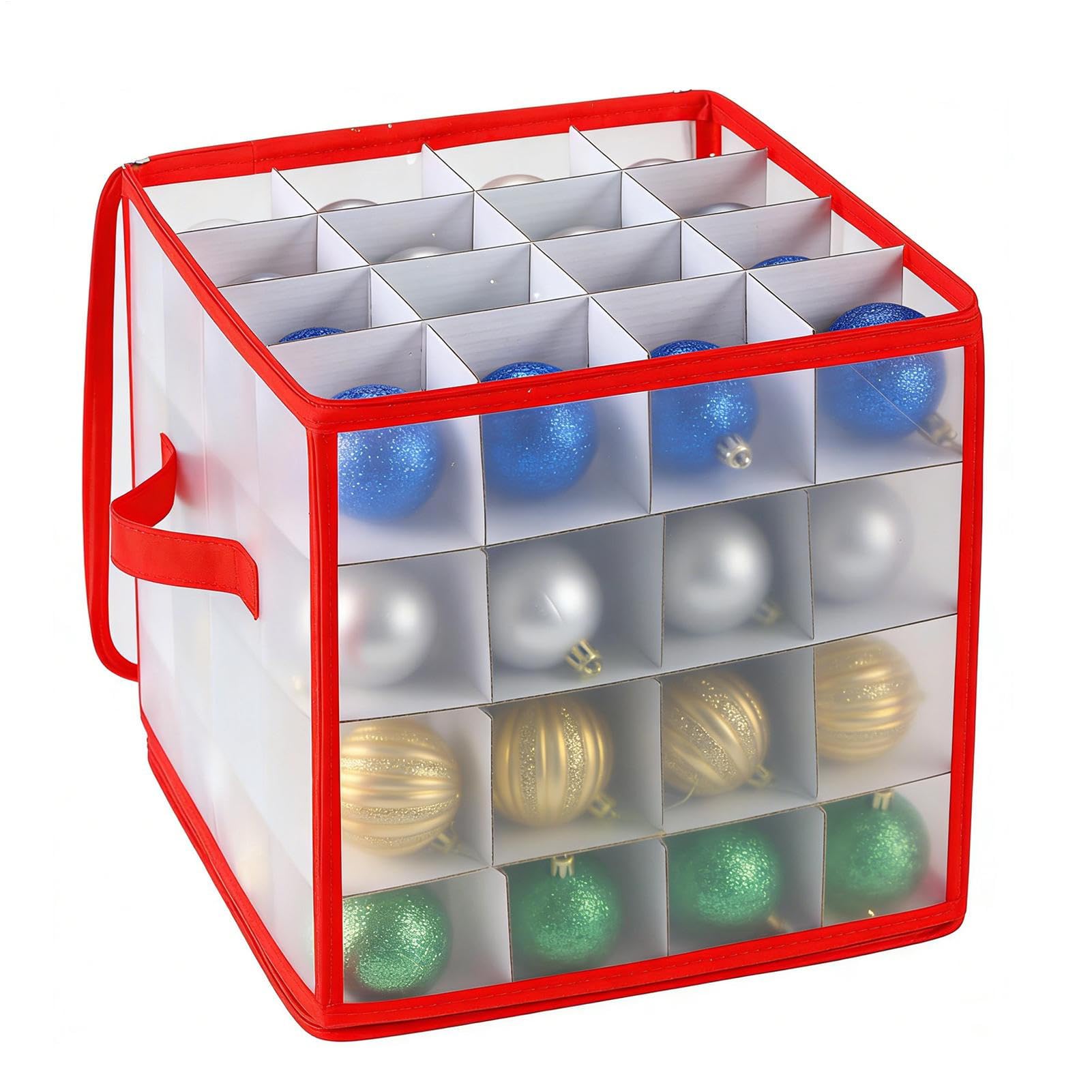 Boîtes de rangement décoration de Noël étanches pour 64 boules avec poignées et séparateurs