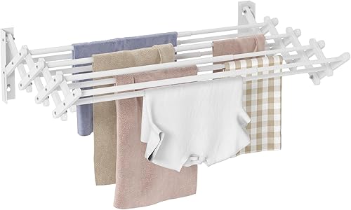 Estante de secado de ropa plegable de metal, colgador de ropa montado en la pared, estante de secado de ropa plegable retráctil, toallero ahorrador