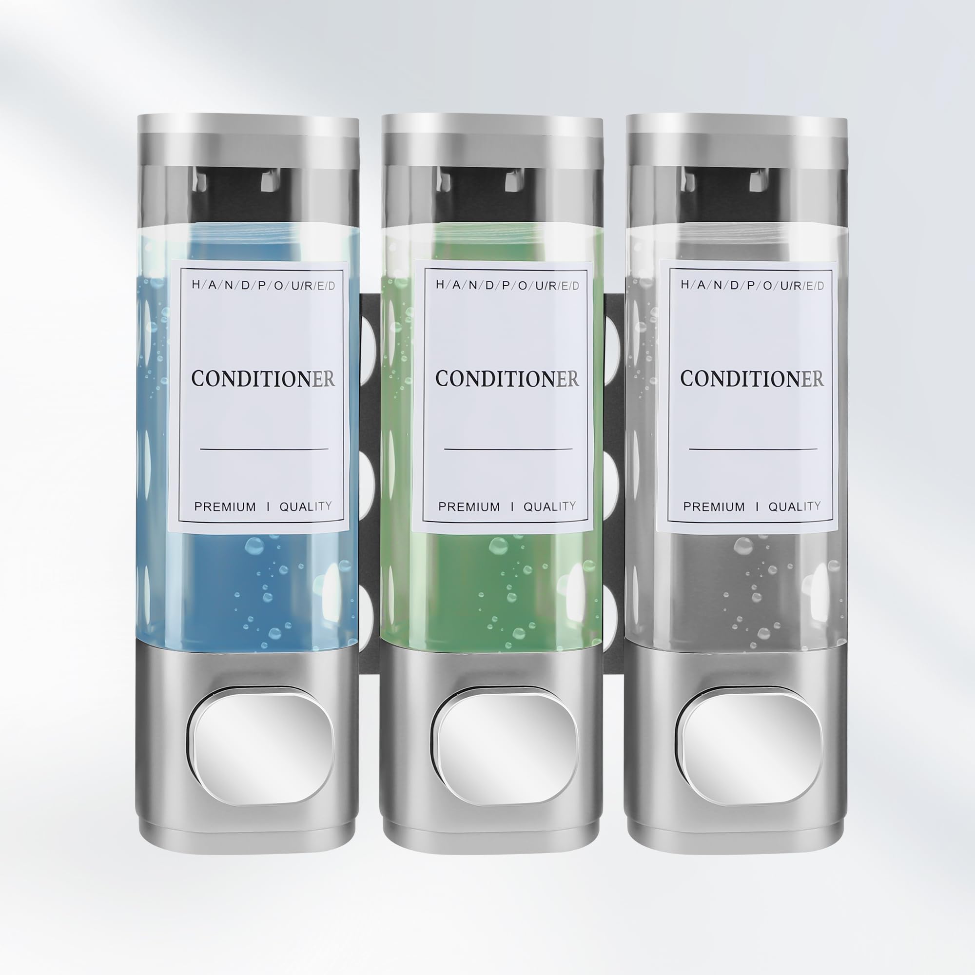Dispenser Sapone Bagno, Dosatore Sapone Bagno Mani Cucina, Dispenser Bagnoschiuma Doccia A Parete Con Etichetta Impermeabile Per Cucine Bagni(Argento,)