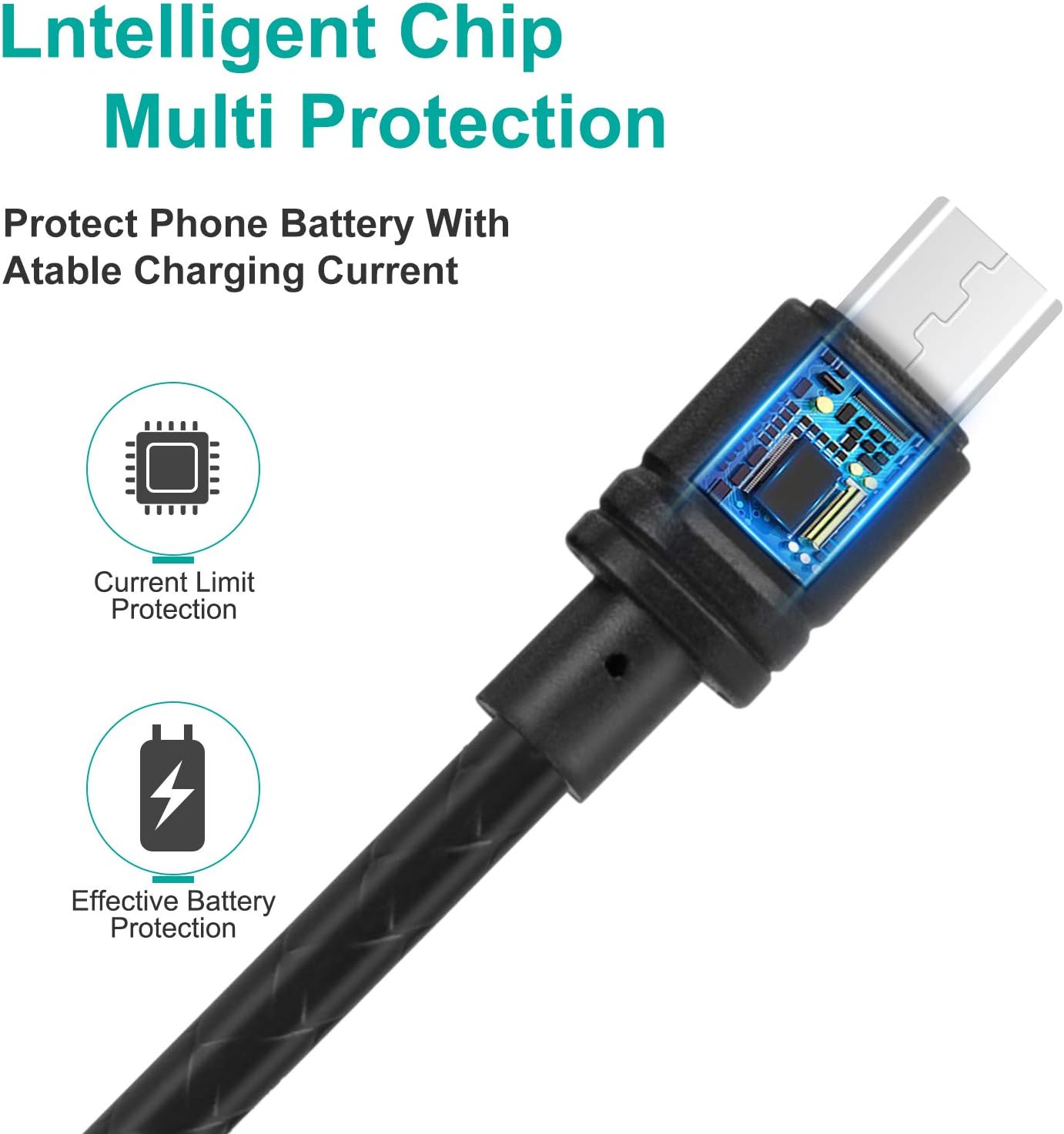 Micro USB Charging Cable 10ft 2.4 A, 5 Pack Android Phone Fast Charger Cord with Extra Long Length for Samsung Galaxy S7 Edge/S7/S6 Edge/S6, Note 5/4