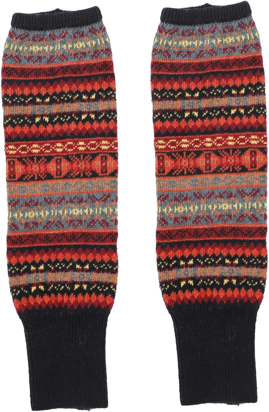 Thick Woolen Leg Warmers for Women Winter Knitted Wool Stocking Covers Soft Warm Leg Socks for Autumn and Cold Weather Stylish Fluorescent Camouflage Pattern