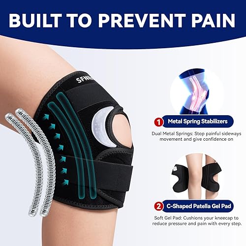 Miniatura 3 de Rodillera para dolor de rodilla y artritis, soporte ajustable con estabilizadores laterales para recuperación de lesiones de desgarro de menisco,