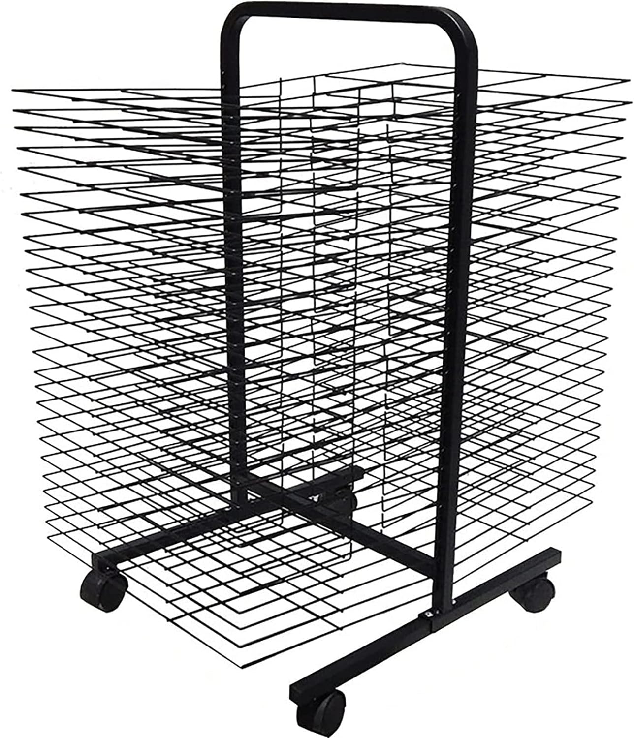 Mobile Art Drying Rack with Wire Shelves - Ideal for Art Studios, Classrooms & Educational Use, Durable Drying Easel & Print Rack, Black Powder Coated Finish