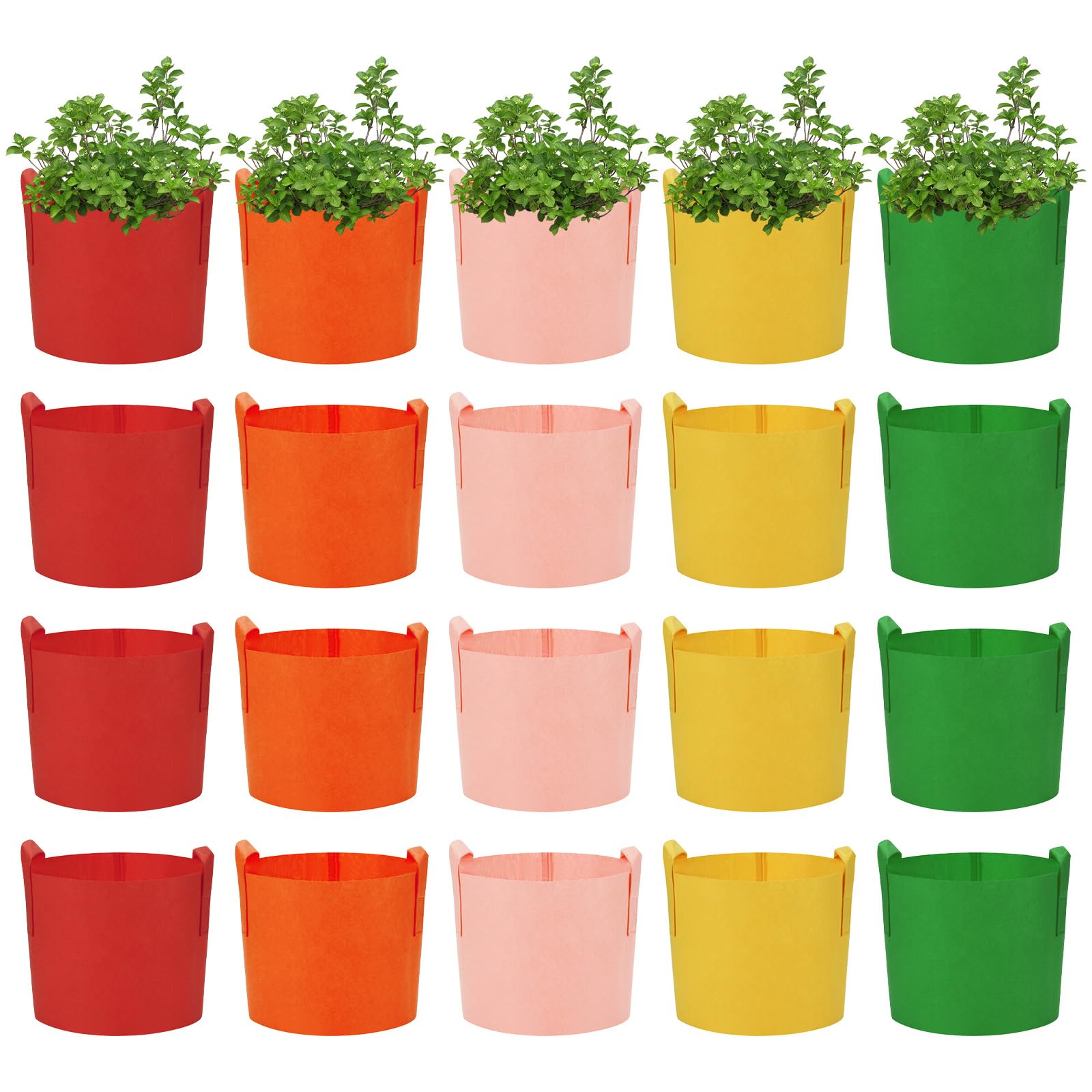 Lot de 20 sacs de culture colorés de 20 gallons avec poignées, sacs de culture en tissu non tissé pour légumes, fruits, fleurs, herbes, tomates, pommes de terre (20 gallons)
