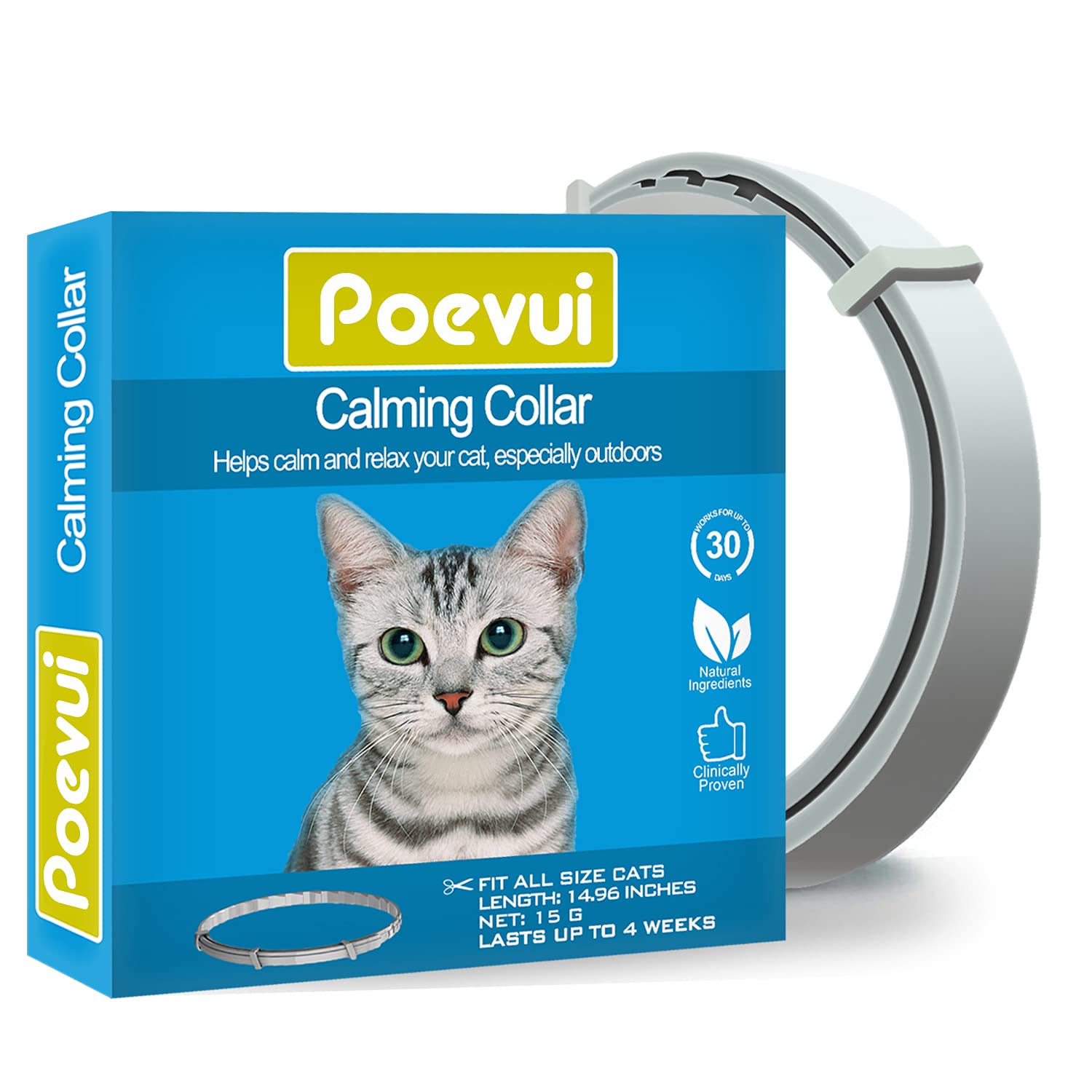 Calming Collar for Cats, Adjustable Relieve Reduce Anxiety Pheromone Your Pet Lasting Natural Calm Collar Up to 15 Inch Fits Cat