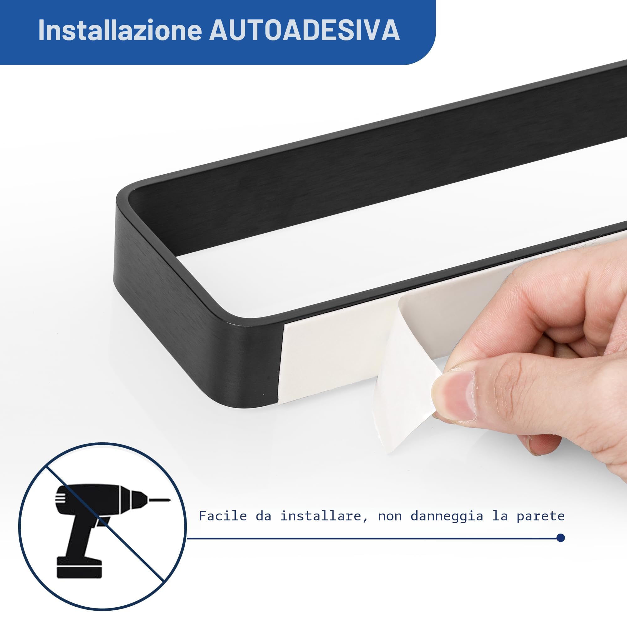 SAYAYO Porta Asciugamano Autoadesivo Portasciugamani Bagno Nero Porta Salviette Bidet, Porta Asciugamano Bidet, 20CM Anello Porta Asciugamani Per Bagno Cucina