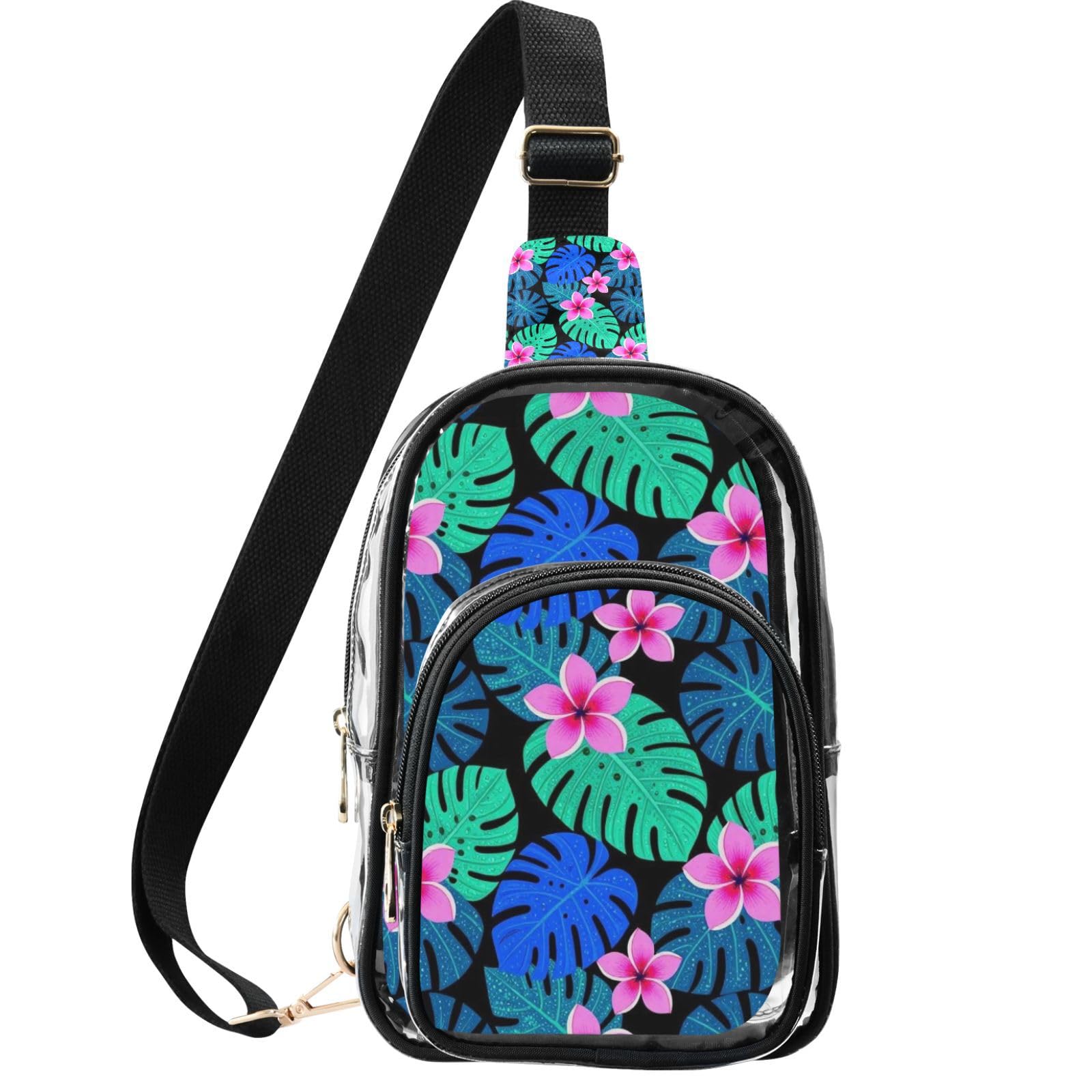 Bolso transparente con diseño de hojas tropicales de neón linqin 8