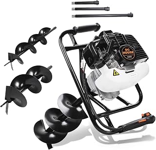 DCHOUSE 52cc Gas Post Hole Digger Earth Auger with 6" & 10" Bits, Extension Rods - EPA Certified for Fences, Gardens & Farms