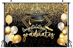 Black and Gold Graduation Backdrop 2024 for Photography