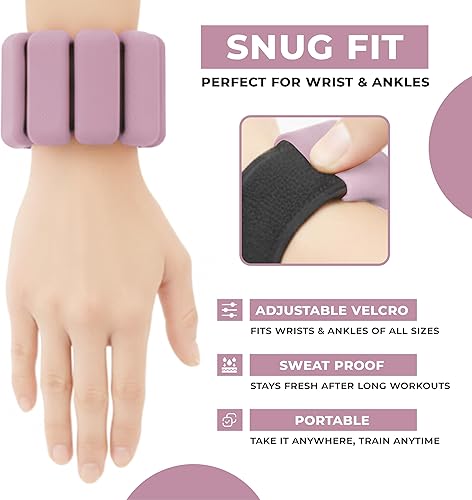 Miniatura 2 de Pesas de tobillo de muñeca de 1 libra para mujeres y hombres  Pesas de pierna y brazo con ajuste de correa para mujeres de 1 libra cada muñeca,