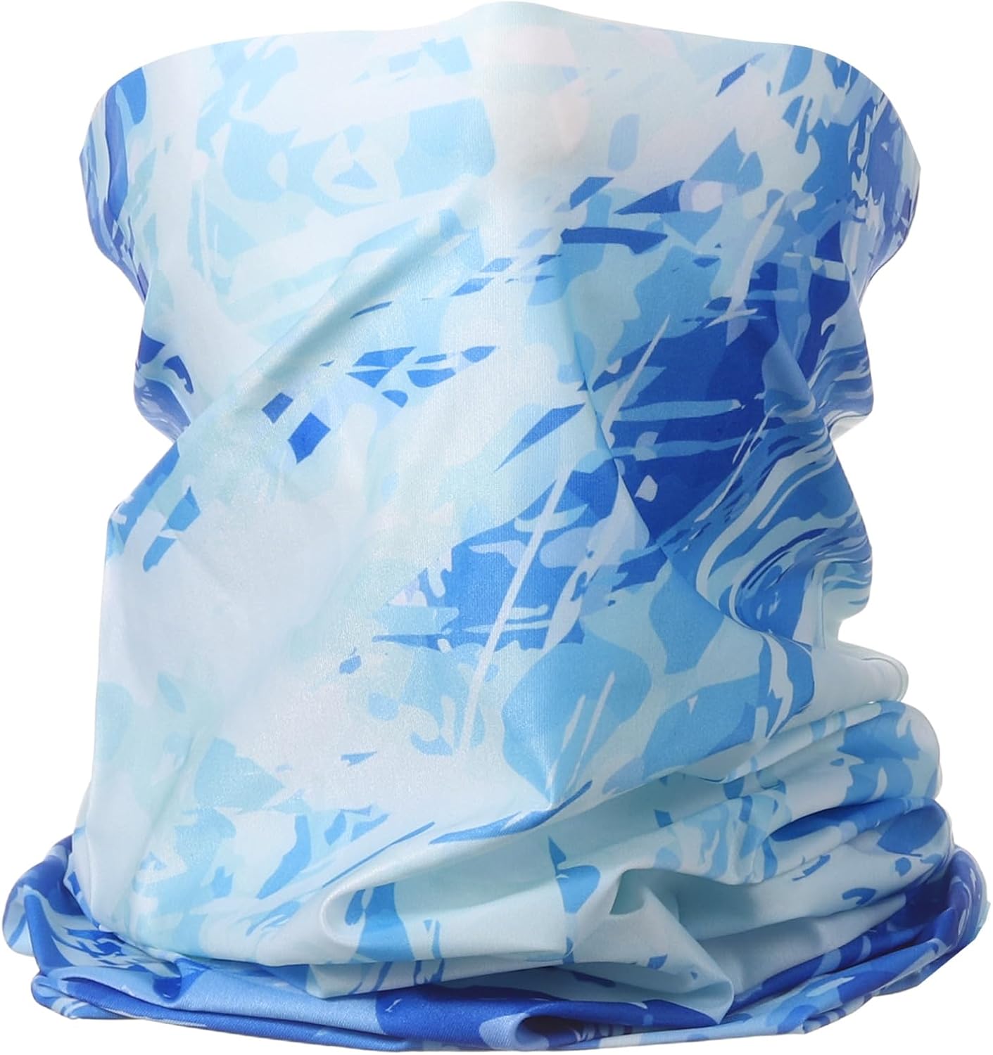 HARFINGTON Summer Cooling Neck Gaiter Sun Protection Face Mask Fishing Neck Gaiter Unisex Sunscreen Breathable Bandana for Fishing Outdoor Sports, Camo Blue-White